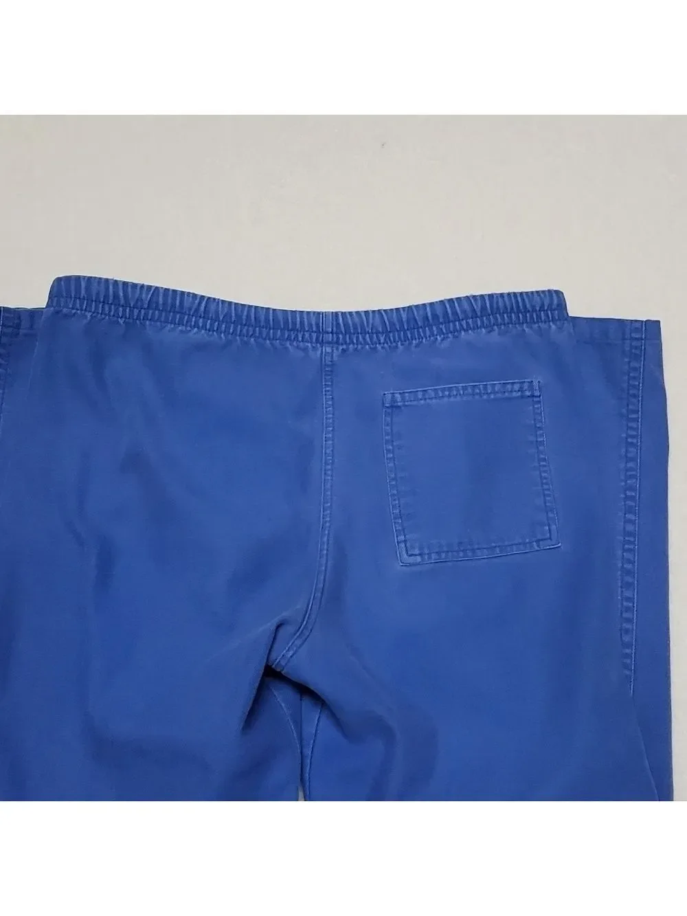 VINTAGE 90s Durable Blue Cotton Mid Rise Tie-Waist Straight Tapered Leg Pants 30